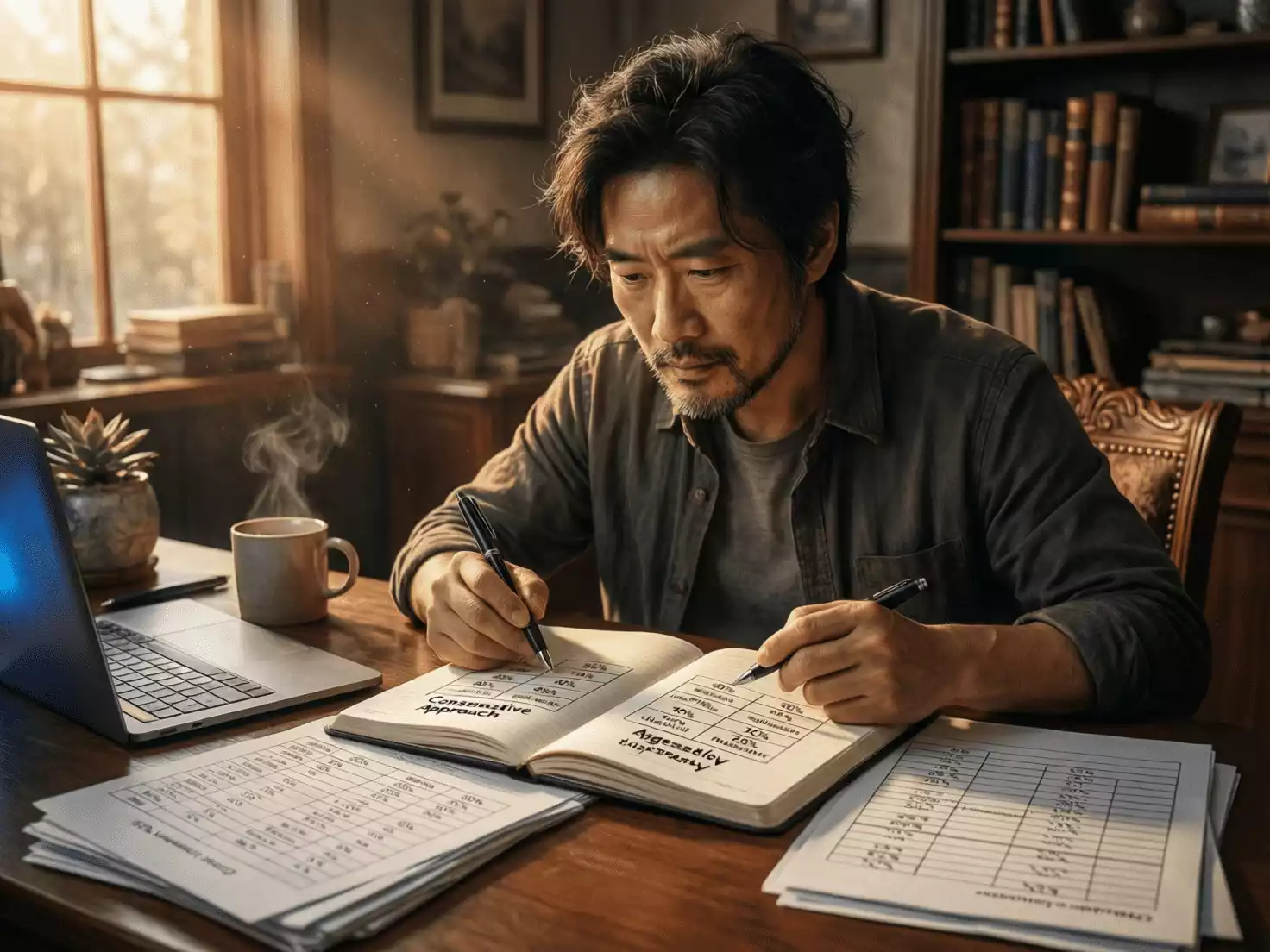 Persona planificando estrategia de apuestas combinando diferentes sistemas