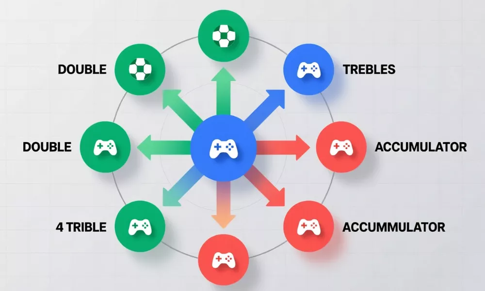 Diagrama explicativo del sistema Yankee mostrando 4 selecciones convirtiéndose en 11 apuestas diferentes