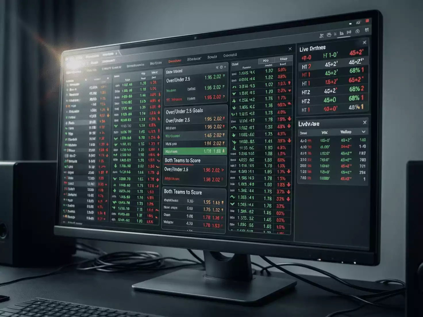 Pantalla de ordenador mostrando cuotas en vivo cambiando en tiempo real