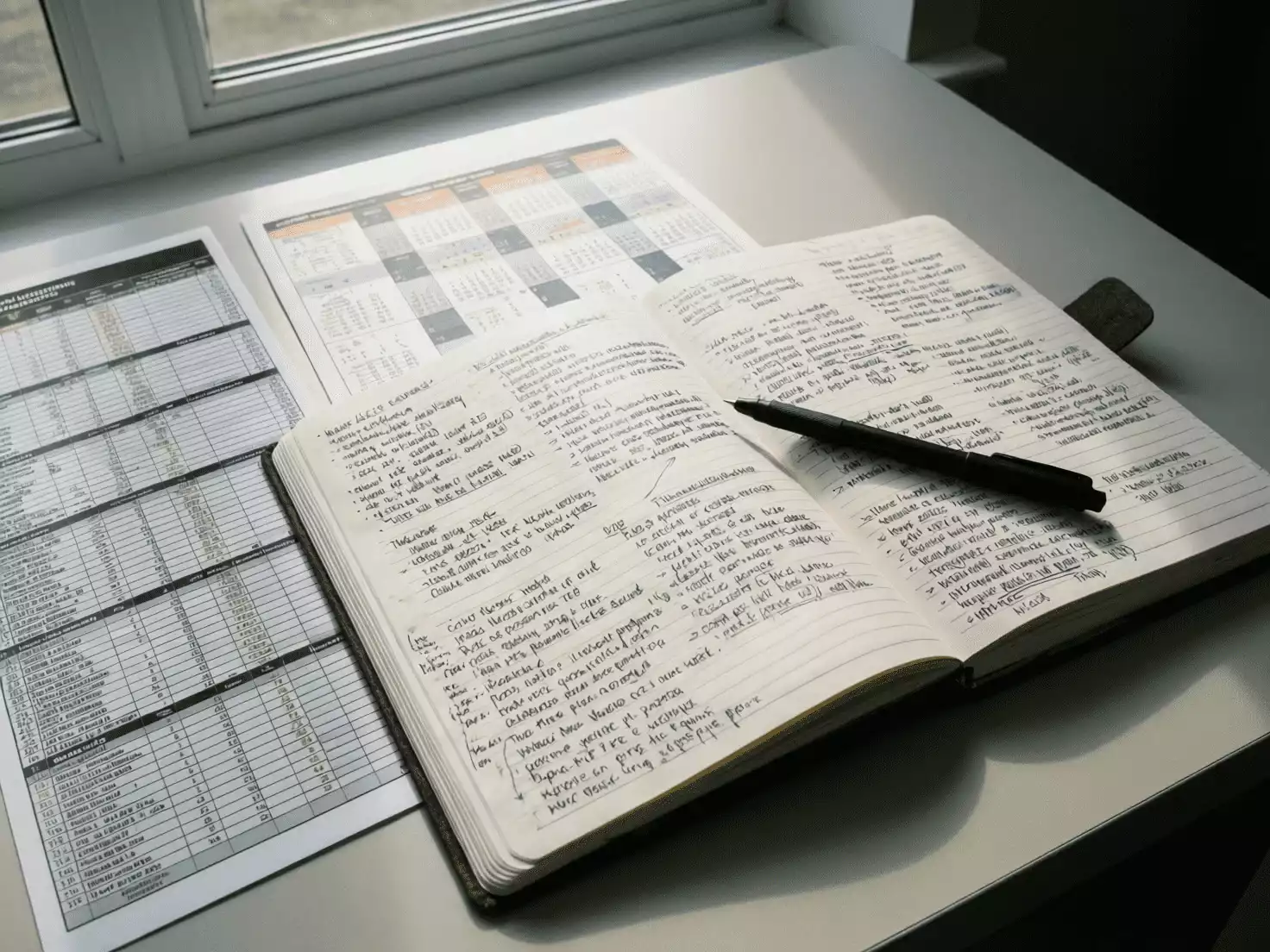 Persona planificando apuestas con notas y an&aacute;lisis de partidos en escritorio